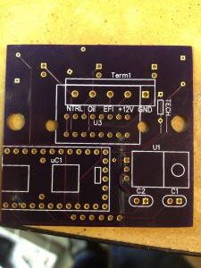 Back side of the v2.0 PCB 