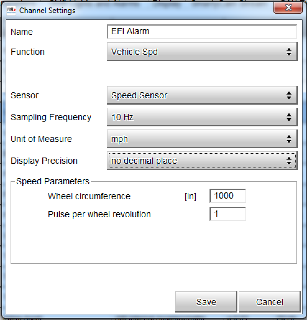 Configuring the Speed3 input for the EFI Alarm